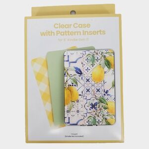Chug Inc Clear Case with 3 Pattern Inserts for 6" Kindle Gen 11 Lemon Gingham
